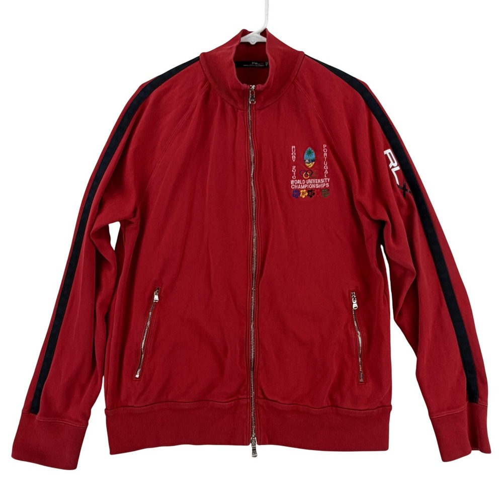 RLX Ralph Lauren Track Jacket Mens Large Red Guam Rugby Full Zip 2010 Portugal‎